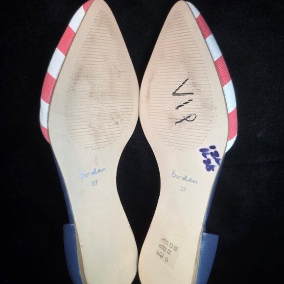 Boden Vienne Point Flats d'Orsay Stripe Canvas and Leather EU-37 US-6.5-7 - Picture 8 of 9